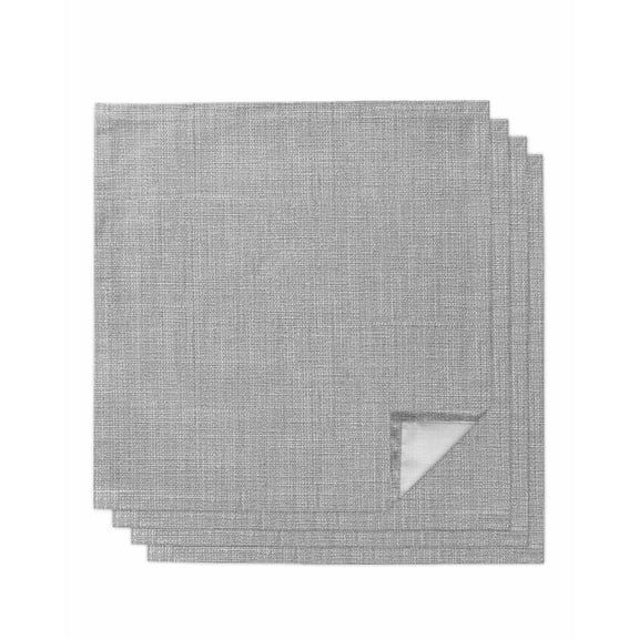 Grey Burlap Texture Cloth Napkins Set of 4 Reusable Dinner Napkins, Farmhouse Vintage Gray Cocktail Napkin Washable Table Napkins for Wedding/Holiday Party/Baby Shower 20"x20"