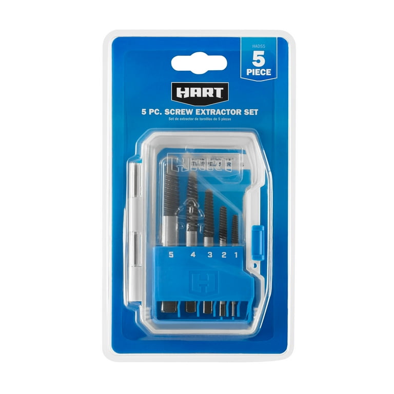Hart 5 piece screw extractor set with protective storage case deals
