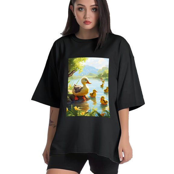 Plus Size Shirt for Women Black Tops for Women Short Sleeves Shirt for Women Duck T Shirt Crewneck Shirt for Women XS