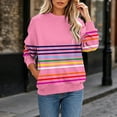 thumbnail image 2 of Vynhevius Women's Crew Neck Sweatshirt Striped Loose Fit Casual Long Sleeve Pullover Tops, 2 of 6