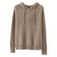 thumbnail image 4 of Womens Sweater Hoodies Soft Cotton Knitted Tops Plain Pullover Drawstring Hooded Sweatshirts Long Sleeve Clothes (S, Coffee), 4 of 7