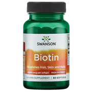Swanson Premium Super Strength Biotin Softgels, 10,000 Mcg, 60 Count
