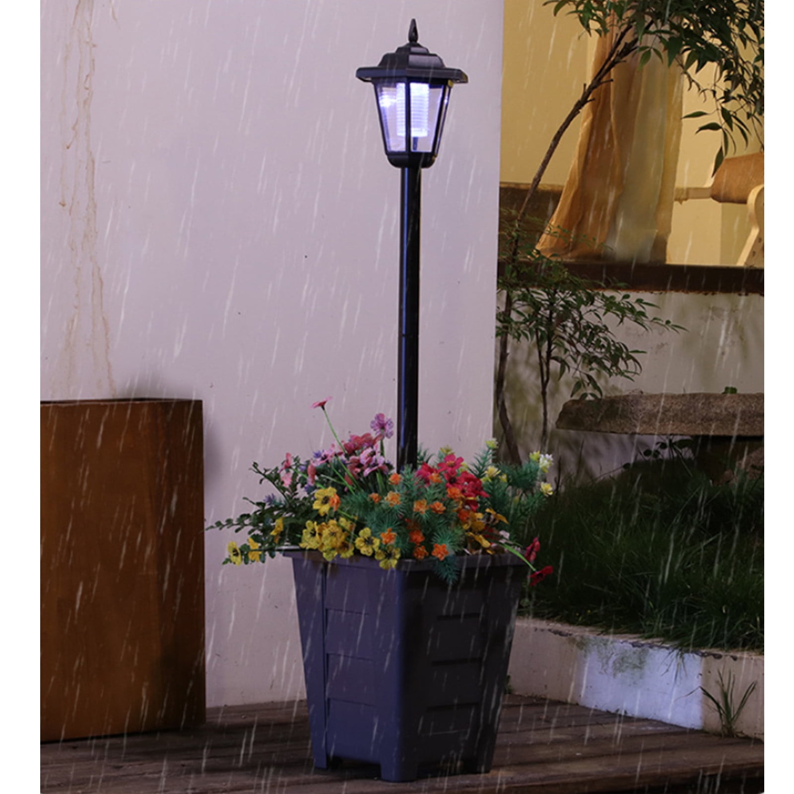 Paddsun Solar Lamp Post Light with Planter, 63" Vintage Glass Solar Lights Outdoor Waterproof Patio Lights Garden Decor