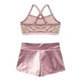 thumbnail image 4 of TiaoBug Kids Girls Ballet Active Outfits Shiny Tank Top with Booty Shorts Set 5-14, 4 of 7