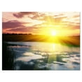 thumbnail image 2 of Bright Yellow Sunrise over Lake - Large Seashore Canvas Print, 2 of 3