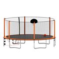 thumbnail image 3 of 16FT Outdoor Trampoline for Kids, Adults, Heavy Duty Recreational Trampoline with Basketball Hoop, Enclosure Net, Ladder & Antirust Coating, Waterproof & UV Resistant, Orange, 3 of 7