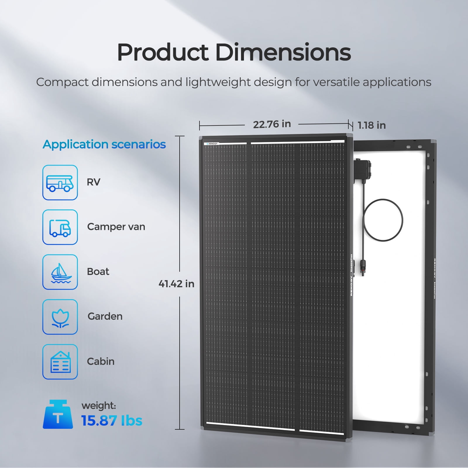 Renogy 2Pack 120W 12V Anti-Shading Solar Panel ShadowFlux, 16BB N-Type, 25% High-Efficiency & Anti-Shading, IP67 Waterproof, Lightweight for RV/Pickup/SUV Charging