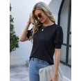 thumbnail image 5 of Blusa Manga Corta Abullonada Para Mujer Camiseta Ajustada, 5 of 5