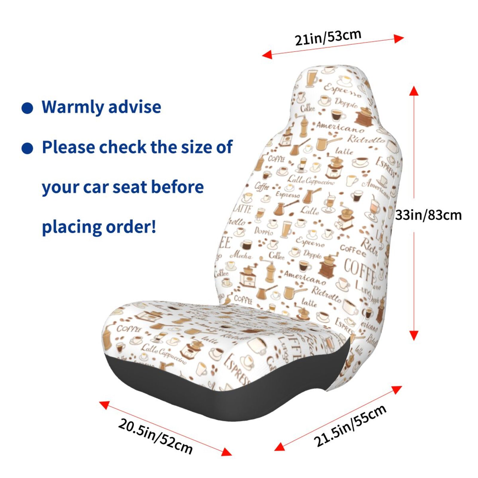 Naloa Coffee Car Seat Covers Universal Front Seat Coves for Car Accessories ,Padded Car Covers for Automotive, SUV, Truck, and Van