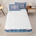 thumbnail image 4 of jejeloiu Boho Mandala Zipper Twin Comforter Sets with Fitted Sheet and 2 Pillowcases For Men Women,Geometric Pattern Zipper Bedding Set,Blue Pink White,Reversible,4 Pieces, 4 of 7