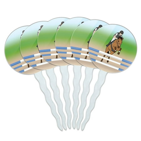 Horse Show Jumping Cupcake Picks Toppers - Set of