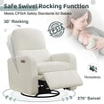thumbnail image 4 of Aemeios Swivel Power Recliner Chair Teddy Nursery Glider Rocking Recliner, White, 4 of 6