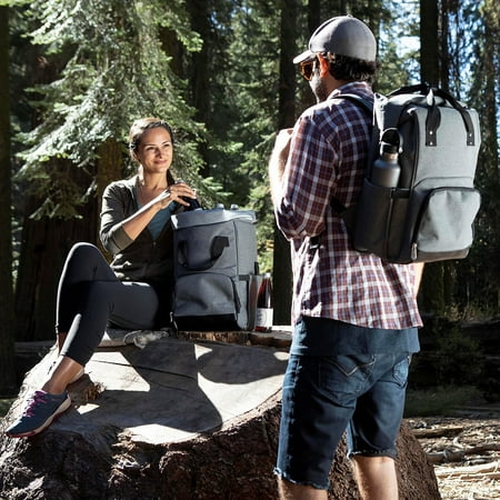 Picnic Time On The Go Roll Top 34.65qt Cooler Backpack - Heathered Gray