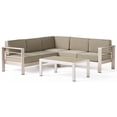 thumbnail image 1 of Noble House Cape Coral Khaki Water Proof Cushion Sofa Set with Glass Table, 1 of 14
