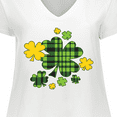 thumbnail image 4 of Inktastic St. Patrick's Day Plaid Green and Yellow Shamrocks Women's Plus Size V-Neck T-Shirt, 4 of 5