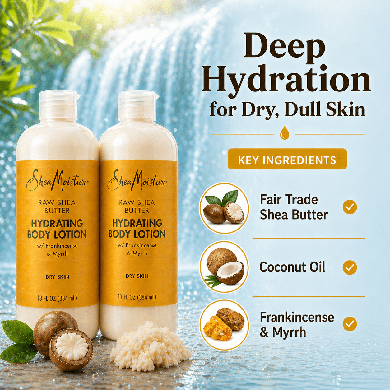 Sheamoisture Raw Shea Butter Hydrating Body Lotion 13 Oz (2 Pack)