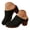 Black, variant on Women's Cutout Backless Mules Slip on Closed Toe Heeled Sandals Chunky Stacked Heel Orthopedic Wedge Dressy Clogs Brown,9.5