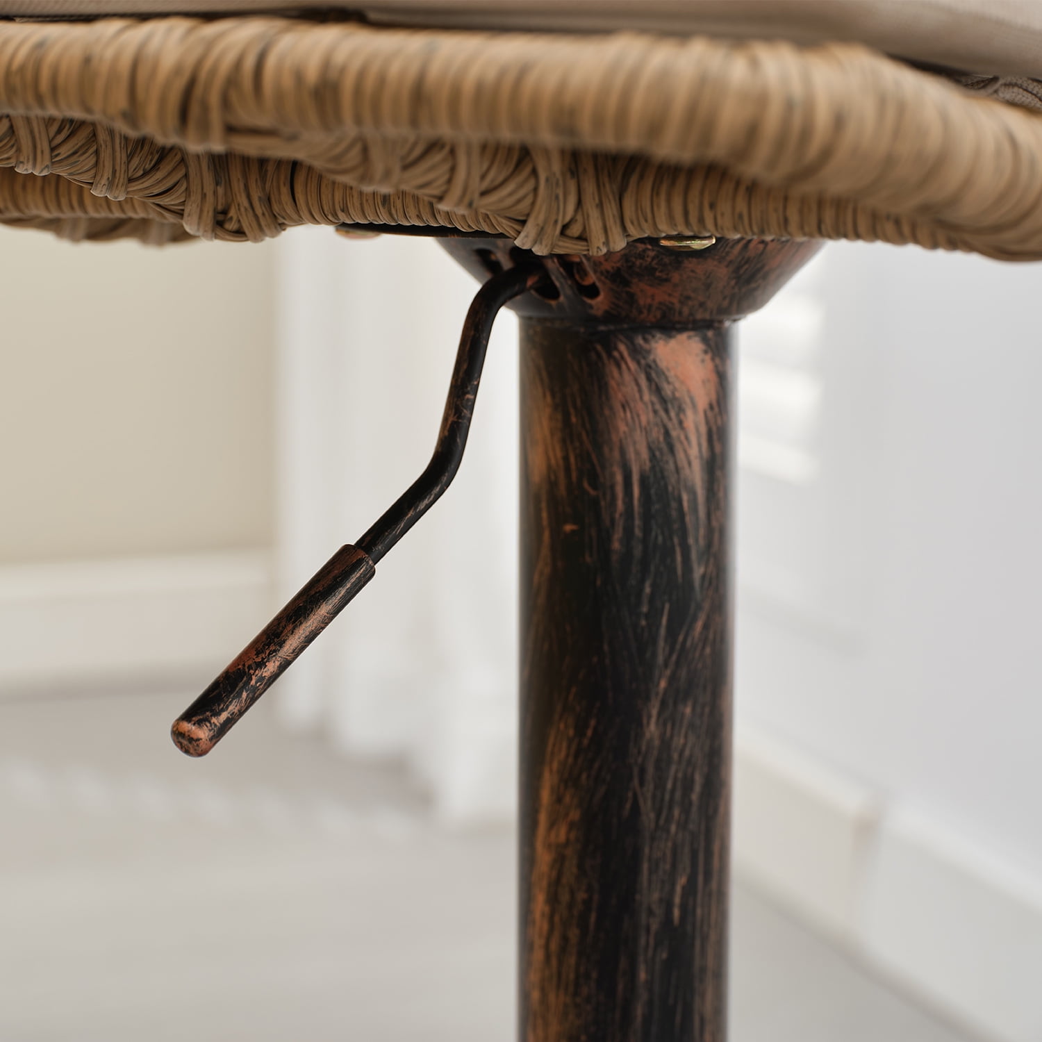 Demi Bonn 35" Counter Height Bar Stools Set of 2, Rattan Swivel Barstools with Back, Kitchen Island Countertop Chairs for Dining Room, Gray