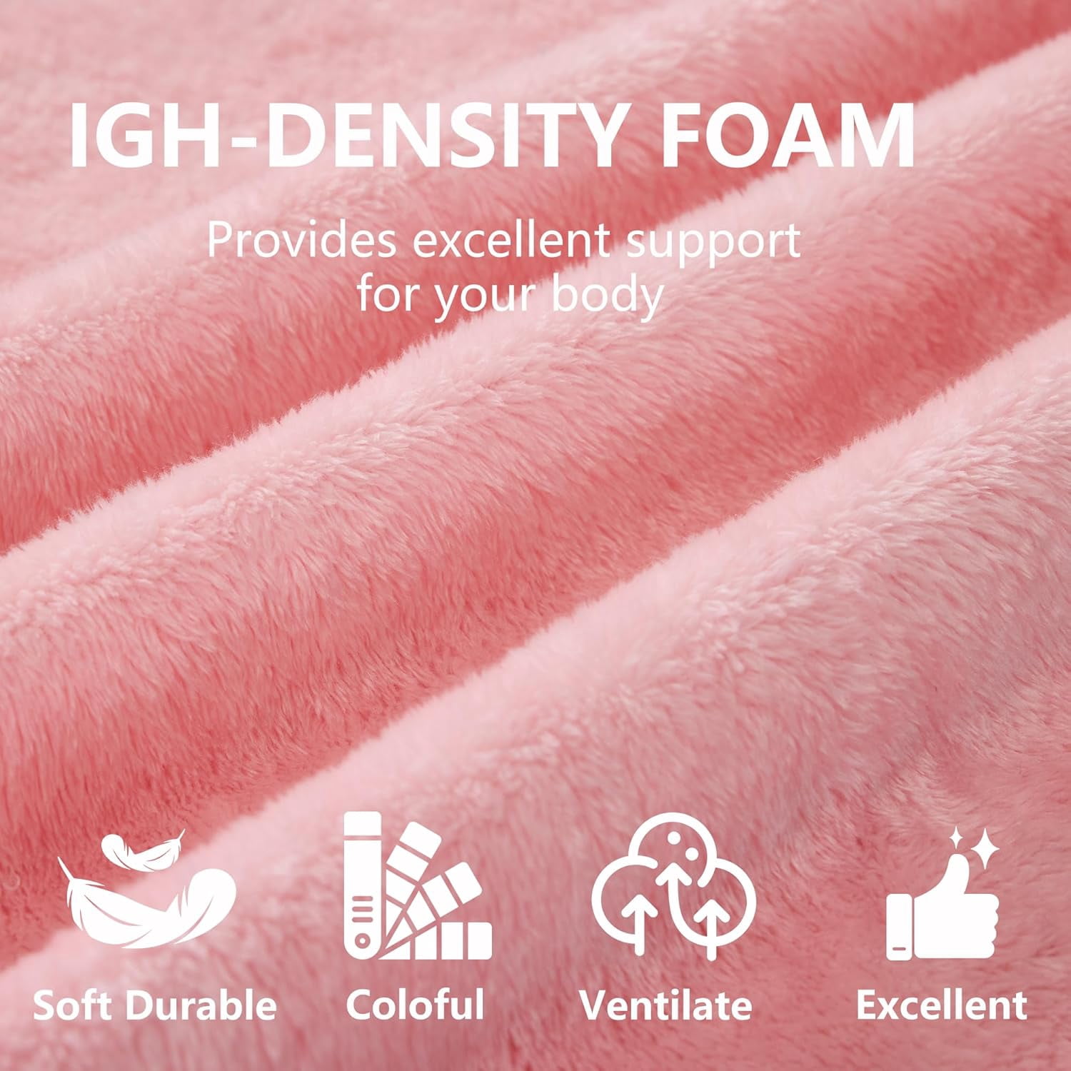 LUCKHAO Modern Foam Teddy Fabric Convertible and Oversized Sleeper Sofa Bed Loveseat, Pink