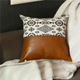 thumbnail image 1 of HomeRoots 386783 Warm Brown Faux Leather & Boho Abstract Pillow Cover, 1 of 1