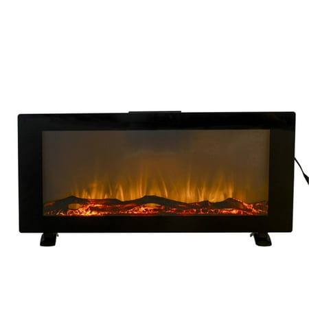 

42 L Wall-mounted Fireplace with 10 Colors Backlight 1500W Heater with Remote Control