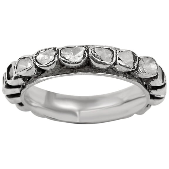 Mooneye 1.50 CTW Slice Polki Diamond Spinner Ring Women Valentines Day Gift Ring 925 Sterling Silver