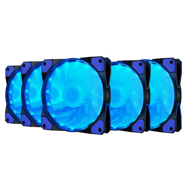 Tsuinz 5 Packs Computer Case Fan PC Cooling RGB LED Quiet 120mm DC 12V 4 Pin, Blue