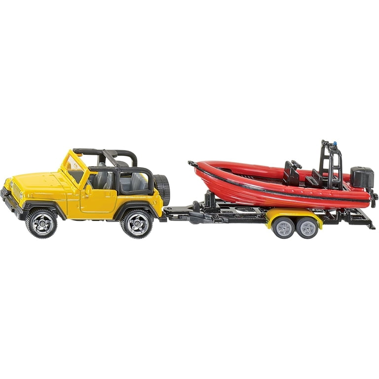 Siku Metal/Plastic Jeep with Boat, 16.7 x 3.3 x 4.2 cm, Yellow and