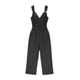 thumbnail image 7 of Qiopertar Women's V-Neck Sleeveless Jumpsuit Casual Loose Fit Romper with Pockets Travel Beach Vacation Sun Protection Comfy Solid Color Jumpsuit, Black XL, 7 of 7