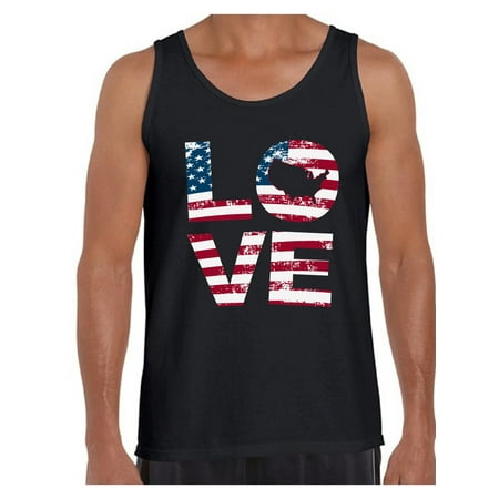 Awkward Styles Men's Love American Flag Graphic Tank Tops USA Flag Stars and Stripes Patriotic Gift