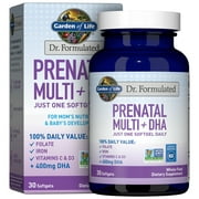 Garden of Life Dr. Formulated Prenatal Multi + DHA with Folate & Iron for Mom's Nutrition & Baby's Development, Once Daily 30 Servings