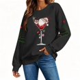 thumbnail image 6 of VKOYWKM Oversized Christmas Sweatshirts for Women Xmas Holiday Long Sleeve Crew Neck Sweatshirt Christmas Wine Glass Graphic Pullover Tops, 6 of 8
