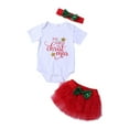 thumbnail image 2 of 3PCS Infant Baby Girl My First Christmas Outfit Clothes Tops Romper Bodysuit+Tutu Shorts Pants Set, 2 of 10