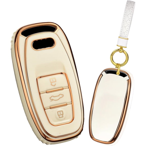 TPU Key Protector Fit for Audi 2009-2016 Car Accessories Key Fob Shell with Keychain for A4 S4 A5 S5 A6 S6 A7 S7 A8 S8 Q5 Key Remote,Anti-scratched Key Cover Full Protection