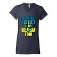 thumbnail image 2 of Not Only Am I Perfect I'm Ukrainian Too! Womenâ€™s Standard V-Neck Tee, Navy, Medium, 2 of 4