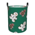 thumbnail image 1 of Balery Gingerbread Snowman Cookies Cesta de ropa redonda con asas, impermeable, independiente, para ropa, juguetes, dormitorio y familia-Medium, 1 of 6