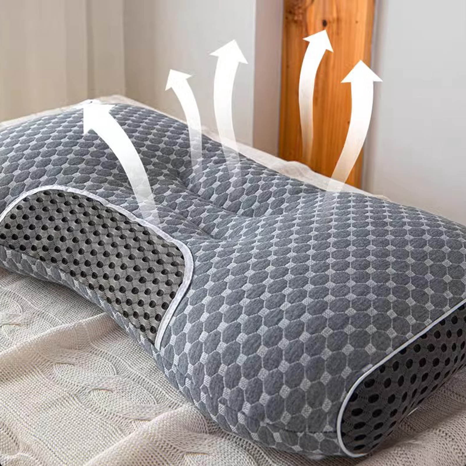 Memory Foam Neck Pillow for Sleeping - Ergonomic Cervical Support Pillow, Contour Design for Side & Back Sleepers, Shoulder Pain Relief, Machine Washable & Breathable Cover