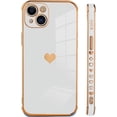thumbnail image 4 of Compatible with iPhone 13 Case Love Heart Plating Electroplate Luxury Elegant Case Camera Protector Soft TPU Shockproof Protective Corner Back Cover iPhone 13 Case -White, 4 of 10