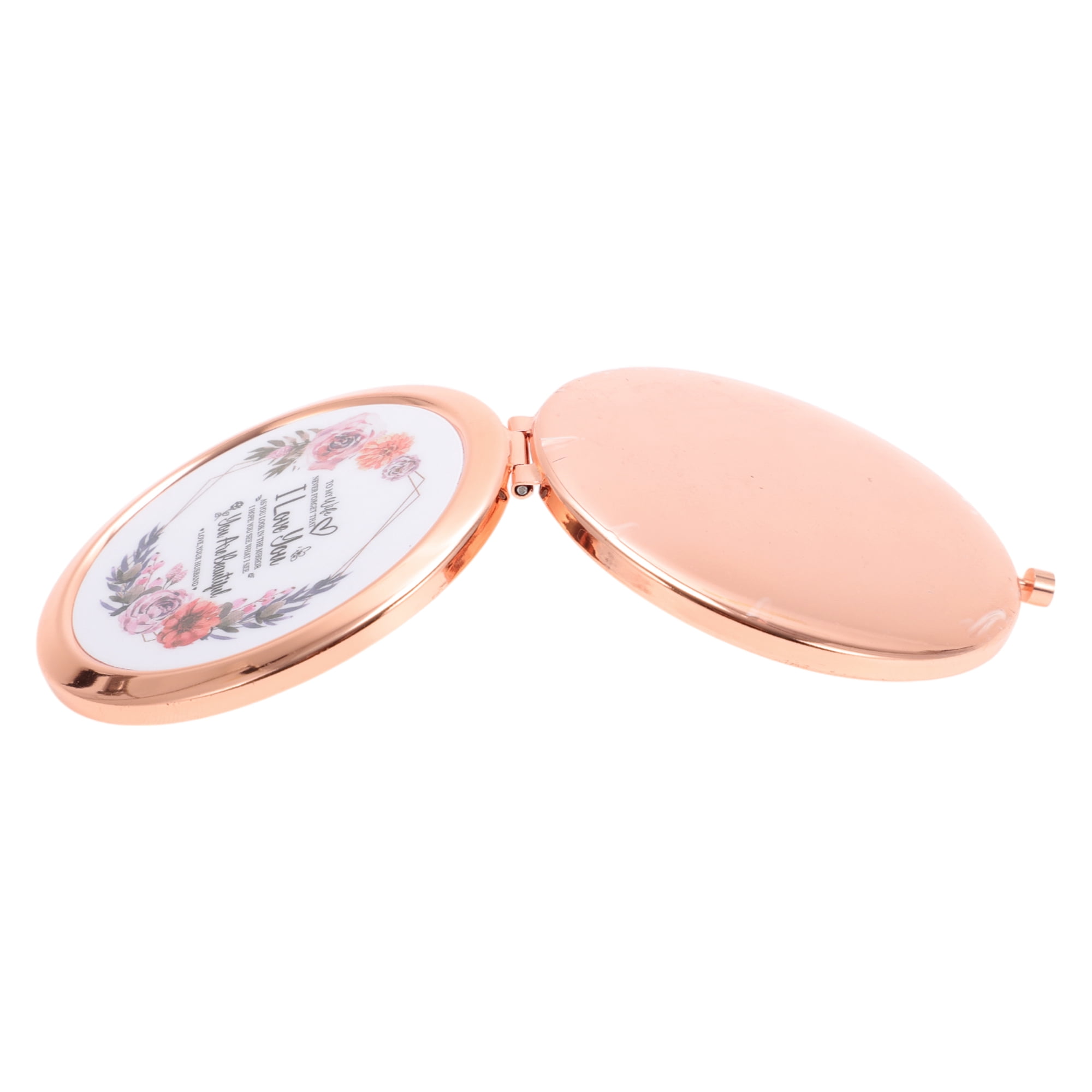 Unique Bargains Compact Makeup Mirror Rose Gold Tone 1 Pc