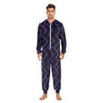 thumbnail image 2 of Neon Purple Wave Adult onesie Pajamas, Crystal Velvet Ultra Soft Warm Jumpsuit for Men and Women, 2 of 7
