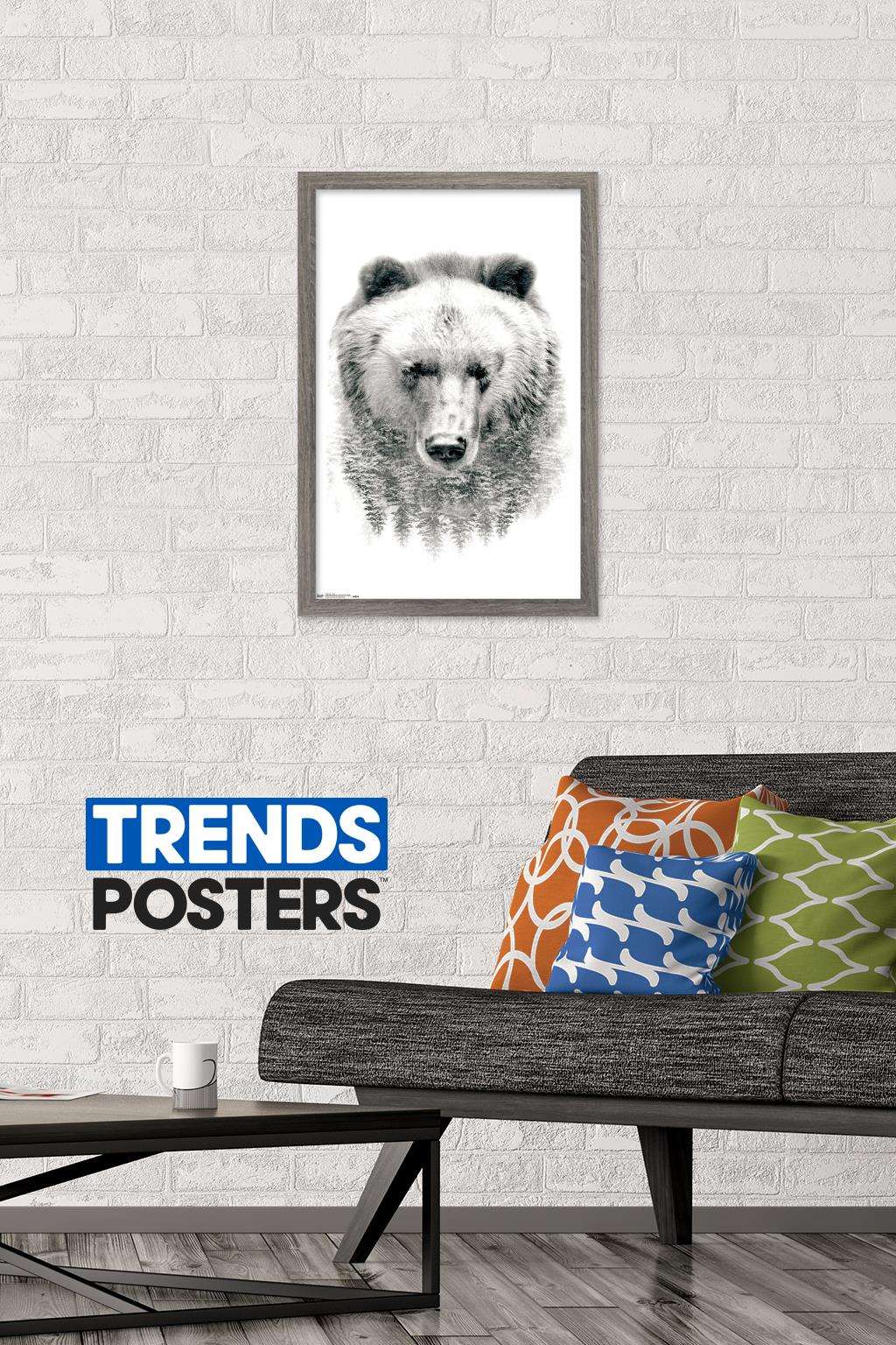 Bear - Trees Wall Poster, 14.725" x 22.375", Framed