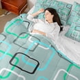 thumbnail image 5 of Castle Fairy Modern Abstract Square Frame Full Size Bedding Sets 7 Pieces,Watercolor Soft Border Motif Full Size Bed in a Bag,Mint Teal Turquoise,Reversible, 5 of 7