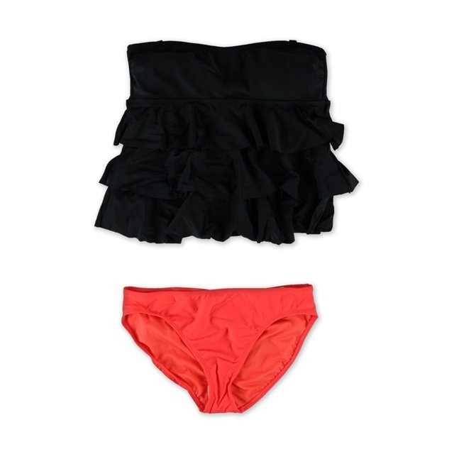 Island Escape Mujeres Tiered Shaper Pant 2 Piece Bandini, Negro, 12 Island Escape Bandini