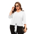 thumbnail image 6 of Uvplove Chiffon Blouses for Women V Neck Tie Front 3/4 Sleeve Tops Business Casual Office Work Loose Top Shirts,White,XL, 6 of 12