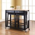 thumbnail image 4 of Crosley Natural Wood Top Kitchen Cart with Saddle Stools in Black, 4 of 8