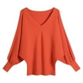 thumbnail image 4 of Batwing Sweater Deep V Neck Loose Fitting Oversized Pullover Top, 4 of 4