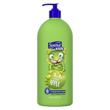 Pack of 2 Suave Kids 3-in-1 Shampoo, Conditioner & Body Wash, Silly Apple, Tear Free Formula, 40 fl oz