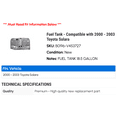 thumbnail image 2 of Fuel Tank - Compatible with 2000 - 2003 Toyota Solara 2001 2002, 2 of 2