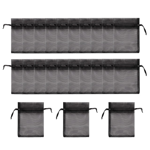 S SERENABLE 100 Pack Fruit Protection Netting Bags Drawstring Fruit Netting Bags Easy to Put Black