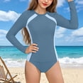 thumbnail image 7 of Xdegoge Rash Guard Swimsuit Girls Two Piece Long Sleeve Color Block Athletic Bathing Suits Full Coverage Swimming Wear Summer Holiday Beach outfits, 7 of 7